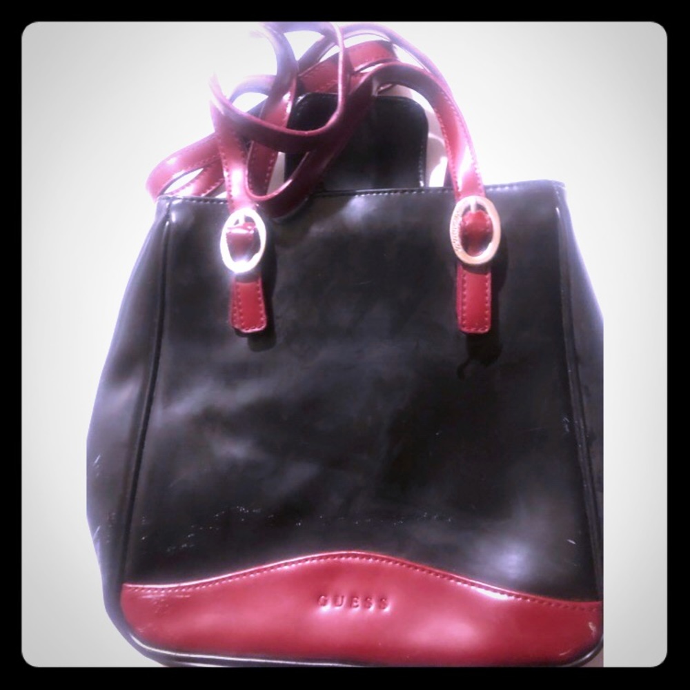 Guess Vintage Shoulder Bag Black and Red Purse